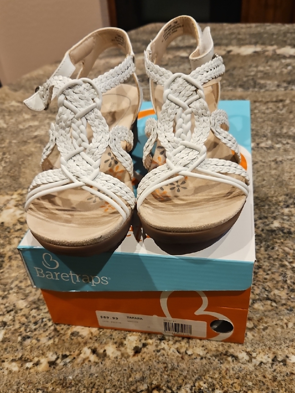 BareTraps White Braided Ankle Strap Sandals